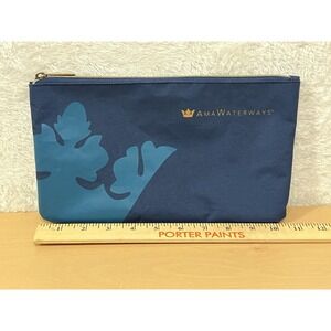 AmaWaterways Blue Zipper Pouch Cosmetic Travel Bag Recycled Material